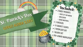 Preview of March/St. Patrick's Day Google Agenda Slides