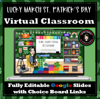 Preview of March St. Patrick's Day Google Slides Virtual Bitmoji Classroom Choice Board