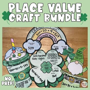 Preview of March St. Patrick's Day Place Value Math Crafts Bundle