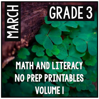 Preview of March St. Patrick's Day Third Grade Math and Literacy NO PREP