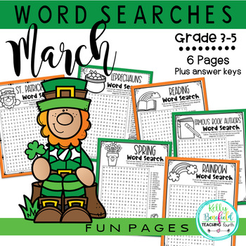 Preview of St. Patrick's Day Spring Word Searches Fun March Activities and Worksheets