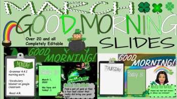 Preview of March/ St. Patrick's Day morning agenda google slides