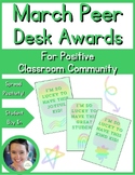 March St. Patrick's Themed Peer Desk Awards Classroom Community