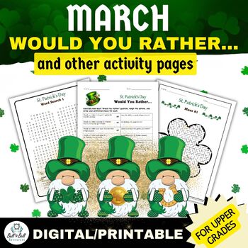 Preview of March St. Patricks Activity: Would You Rather Worksheets, Word Searches, & Mazes
