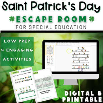 Preview of March | St Patricks Day Escape Room For Special Education | St. Patricks Day