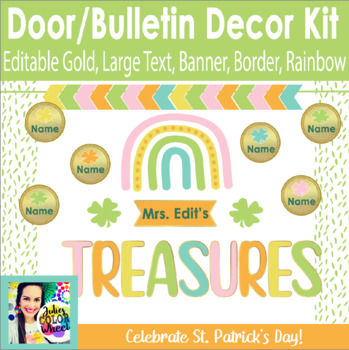 Preview of March St Patricks Treasures Day Bulletin Board or Door Decor Kit for Spring