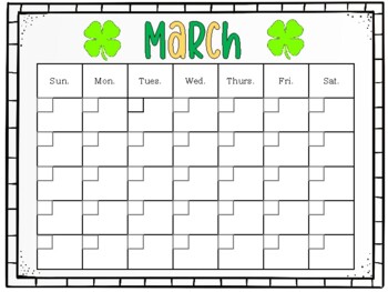 March Student Calendar by Awe-Inspiring Teaching | TPT