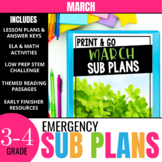 March Sub Plans for 3rd & 4th Grade: Ready-to-go lesson pl