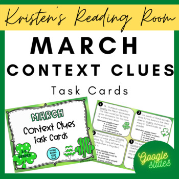 Preview of March Task Cards - Vocabulary Context Clues *Distance Learning & Printable