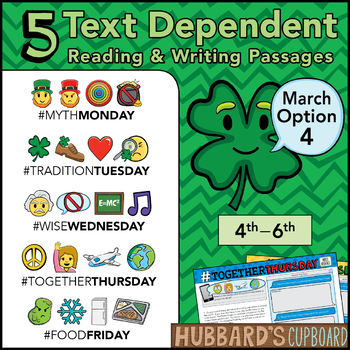 Preview of March Text Dependent Reading - Text Dependent Writing Prompts (Option 4)