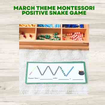 Preview of March Theme Montessori Positive Snake Game Cards