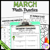 March Themed Math Practice - 4th Grade St Patricks Day Act