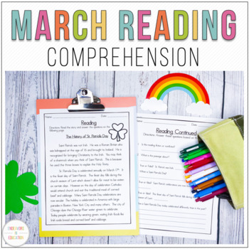Preview of March Themed Reading Comprehension Passages