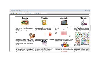 Preview of March Third Grade Homework Calendar + Graphic Organizers (Editable)
