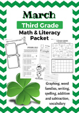 March Third Grade Math & Literacy Packet - St. Patrick's D