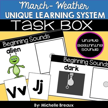 Preview of March Unit 7- Earth & Space Science- Weather- Beginning Sounds task cards