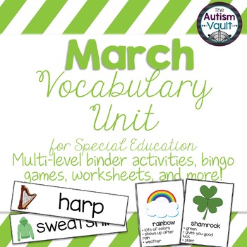 Preview of March Vocabulary Unit for Special Education