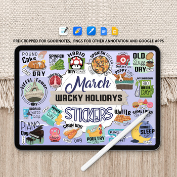 Preview of March Wacky Holidays Digital Stickers, 31 PNG Funny Awareness Sticker