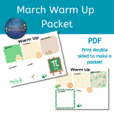 March Warm Up Packets | Pi Day and March Themed Warm Up Pa