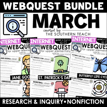 Preview of March WebQuest - Internet Scavenger Hunt Activity Bundle