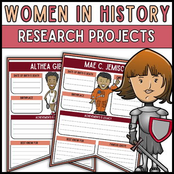 Preview of March Women's History Month Research Project Banners Bulletin Board