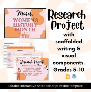 Preview of March Women's History Month Research Project: Interactive Slides