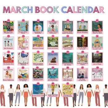 Preview of March- Women's History Month, Spring, Book Calendar FREEBIE