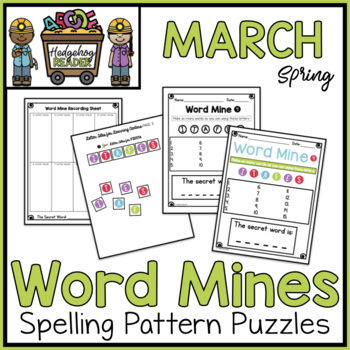 Preview of March Spelling Puzzles incl. St. Patrick's Day Word Mines