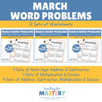 Preview of March Word Problem Worksheets BUNDLE
