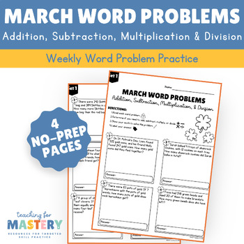 Preview of March Word Problems: Addition, Subtraction, Multiplication & Division