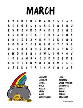 March Word Search by SunnyCelebrations TPT