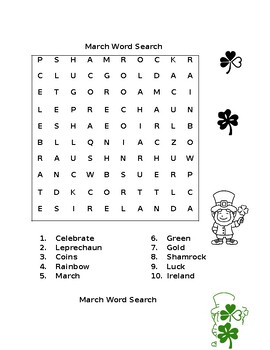 Preview of March Word Search