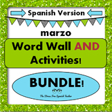 March / MARZO Word Wall Cards AND Activities! Spanish vers