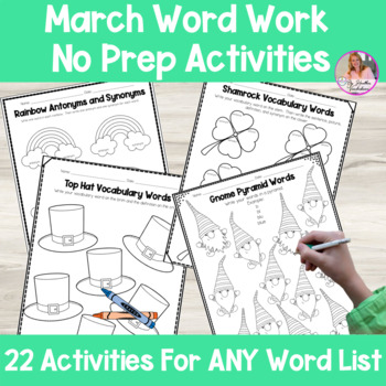 Preview of March Word Work Activities For ANY Word List | St. Patrick's Day