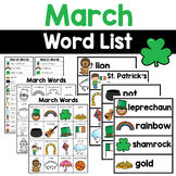 March Words - Writing Center Word Lists