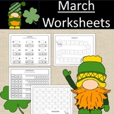 March Worksheets Math Language CVC Writing Counting St Pat