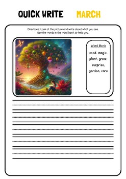 Preview of March Write Quick Activity: Picture-Based Writing Prompts