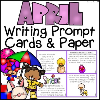 Preview of April Writing Prompt Task Cards & Writing Paper