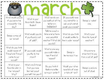 March Writing Prompt and Calendar by Mrs Barnes Bunch | TpT