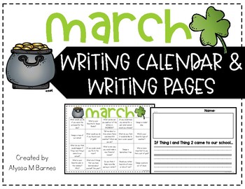 Preview of March Writing Prompt and Calendar