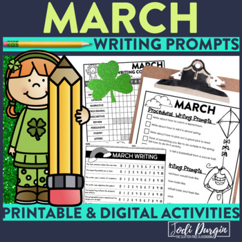 Preview of MARCH JOURNAL PROMPTS writing activities paper writing packet rubric