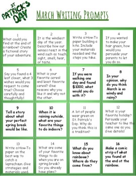 March Writing Prompts by Shaums136 | TPT