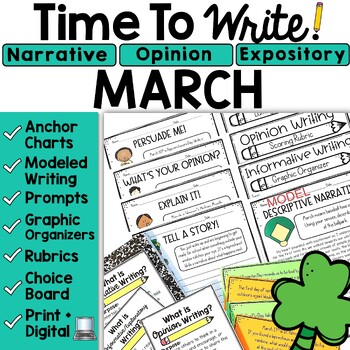 Preview of March Writing Prompts Activities Spring Journal Topics 3rd 4th 5th Grade