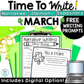 Preview of March Writing Prompts Free Spring Activities Centers