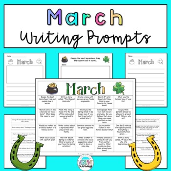 March Writing Prompts: Printable and Digital Google Slides | TpT