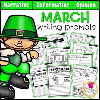 Preview of March Writing Prompts | Real-World and Draw & Write Formats | PDF & GOOGLE