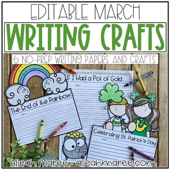 Preview of Writing Prompts and Writing Crafts for March - EDITABLE