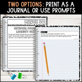 March Writing Prompts and Writing Journal 3rd Grade - 4th Grade - 5th Grade