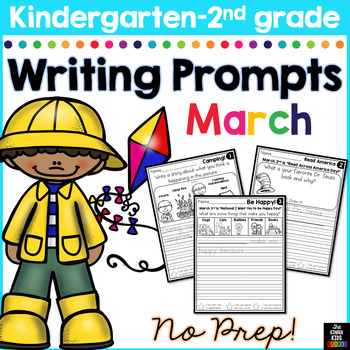 Preview of March Writing Prompts for Kindergarten to Second Grade - Distance Learning