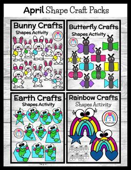 Preview of March and April Shape Craft Activity - Earth - Easter - Rainbow - Butterfly